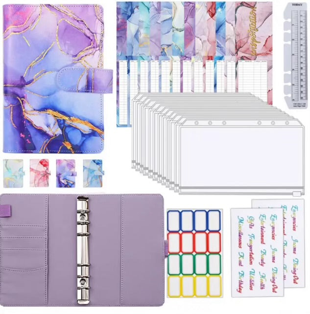 PURPLE MARBLE BUDGET BINDER